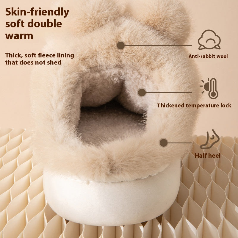 Cute Rabbit Indoor Home With Velvet Warmth Baotou EVA Anti Slip Slippers - Bellarte Enchanté Cute Rabbit Indoor Home With Velvet Warmth Baotou EVA Anti Slip Slippers